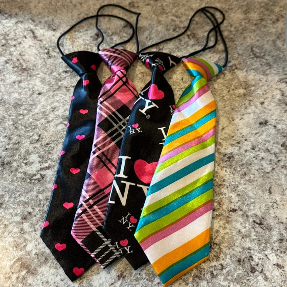 NWOT 10 inch unisex ties set of 4. Attached elastic cord goes under the collar
